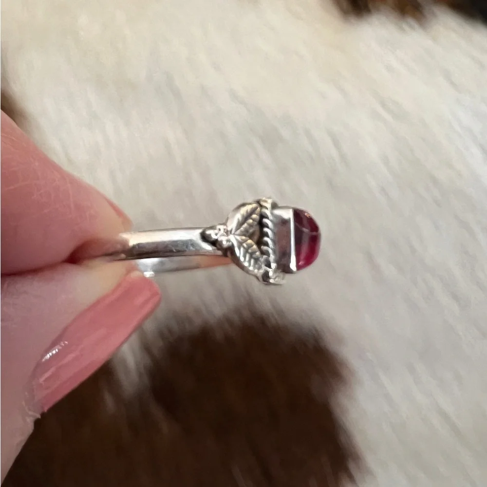 ❤️ Red Dahlia Kingman Turquoise 925 Square Stone Ring Navajo Style Size 5.5 - Picture 3 of 16